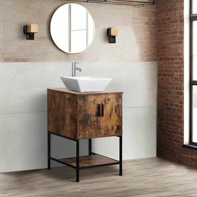 UEV 24" Antique Bathroom Vanity, Dark Brown Bathroom Vanity Set - Image 3