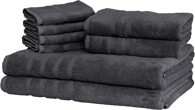 Mosobam Luxury Turkish 8pc XL Towel Set 35X70 16X30 13X13 Charcoal Gray 700 GSM by Mosobam