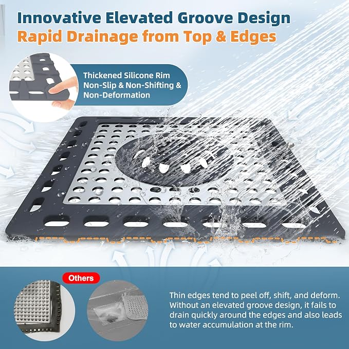 Hibbent Upgraded Shower Drain Hair Catcher, Shower Drain Cover - Image 4