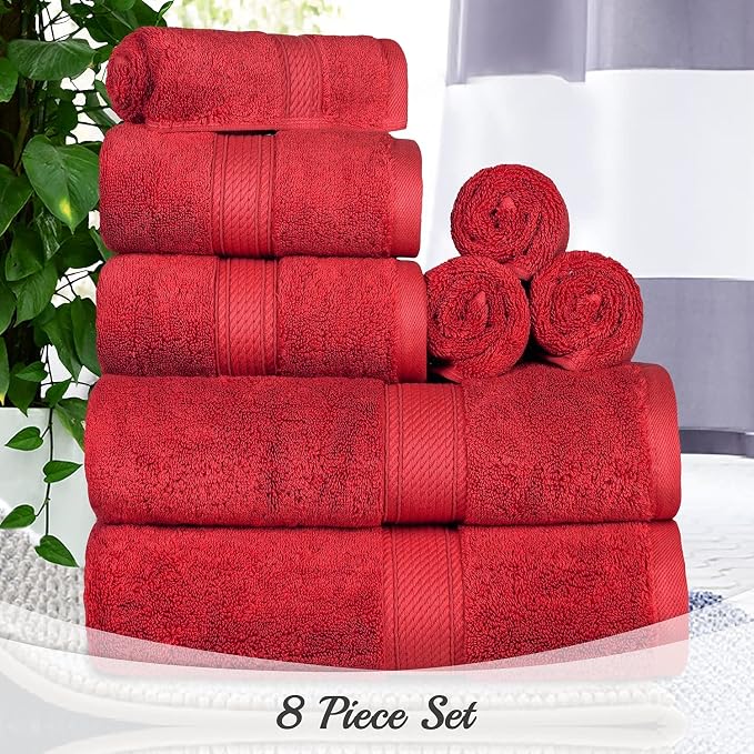 Superior Egyptian Cotton Pile 8 Piece Towel Set, Includes 2 Bath, 2 Hand - Image 10
