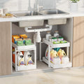 2 Pack Under Sink Organizer, Bamboo Wooden 2-Tier Pull-Out Storage by HEALTHYYOU