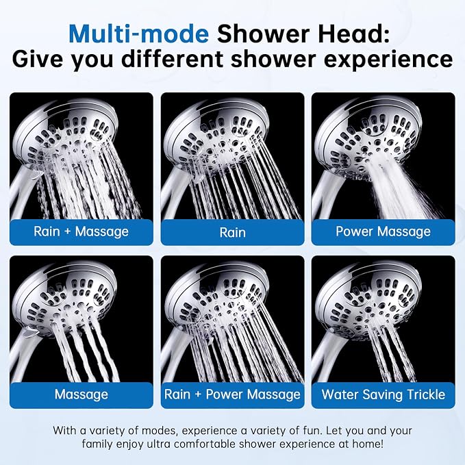 G-Promise Luxury Filtered Handheld Shower Head, 6 Spray Settings Shower Set - Image 4