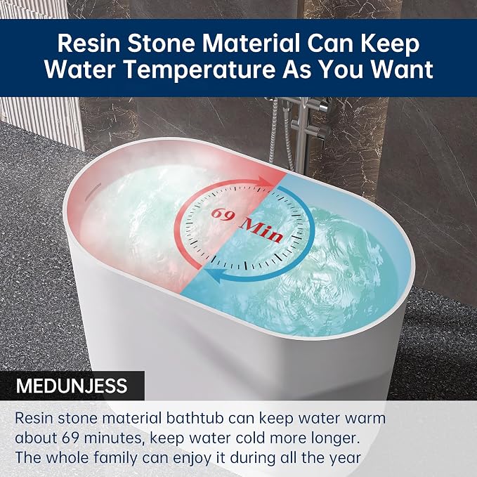 39" Stone Resin Janpanese Soaking Tub, Freestanding Deep Soaking Bathtub - Image 4