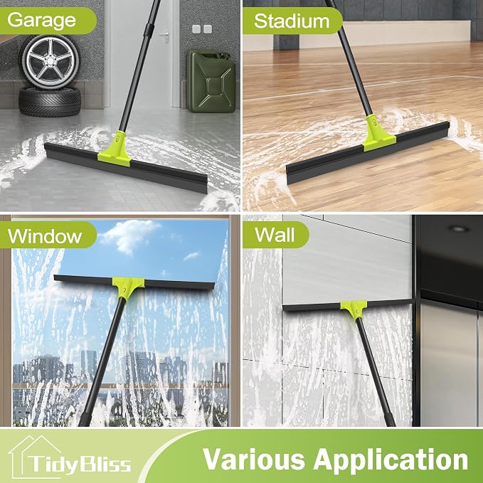 Floor Squeegee Heavy Duty, 24” Rubber Foam Water Scraper Broom, Epoxy Wiper Mop - Image 5