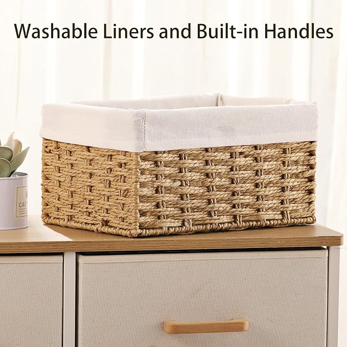 Vagusicc Wicker Storage Basket, Large Wicker Basket Cube Storage Bins - Image 5