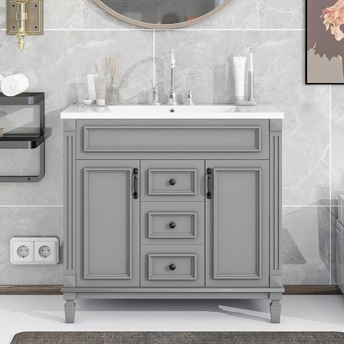 Merax 36” Bathroom Vanity with Sink, Freestanding Single Bathroom Sink Vanity - Image 7
