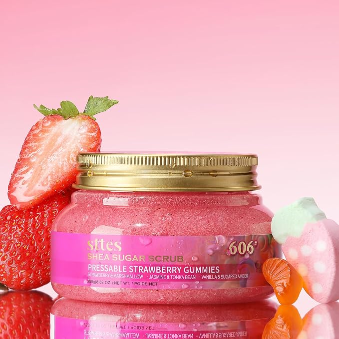 Shea Sugar Body Scrub 606 – Strawberry Candy Scent Shower Treatment 250g - Image 2