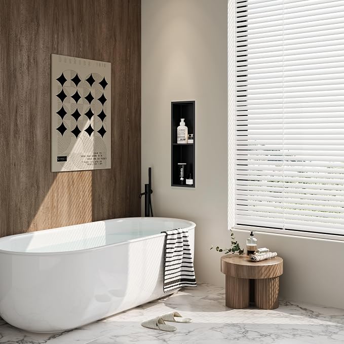 Stainless Steel Shower Niche 24" X 8", No-Tile Needed Wall Niche Double Shelves - Image 4