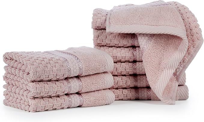 Ample Decor 100% Cotton Soft Pink Washcloths Set of 10- Super Soft, Highly - Image 6