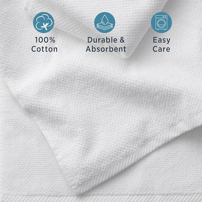Welhome Franklin 100% Cotton Popcorn Textured Towel Set - Image 5