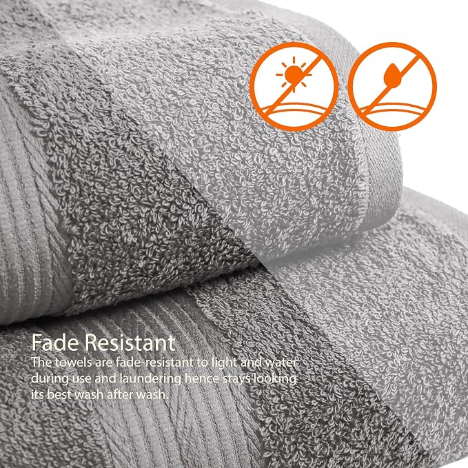 Amazon Basics 6 Piece Oversized Fade resistant Towel set, 100% Cotton towels - Image 5