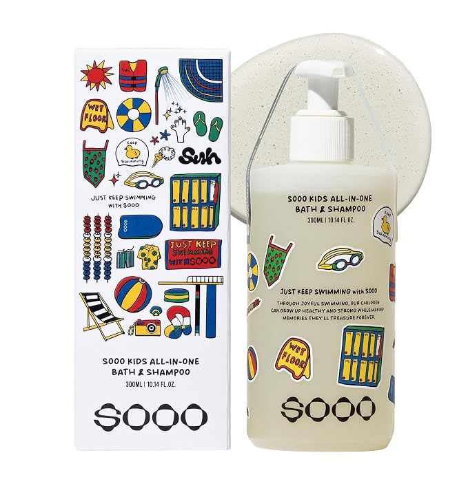 SOOO Kids Swimming Shampoo & Body Wash 2-in-1 Tear-Free Gentle Pool Care by SOOO