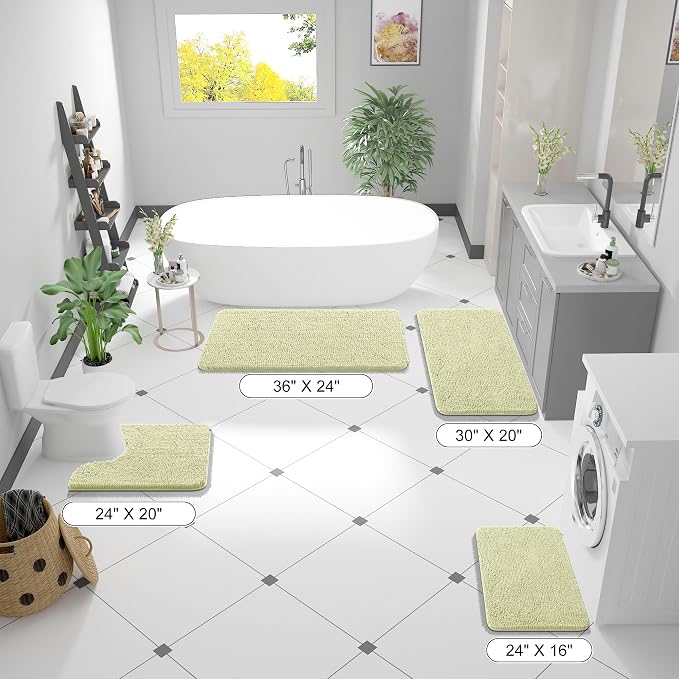 OLANLY Bathroom Rugs 44x24, Extra Soft Absorbent Chenille Bath Rugs, Rubber - Image 3