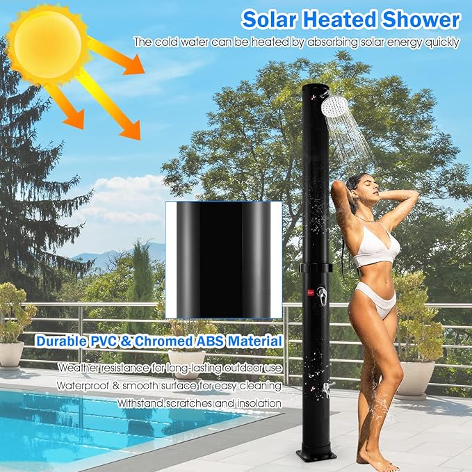 Giantex 7.2 FT 10 Gallon 2-Section Solar-Heated Outdoor Shower, Pool Shower - Image 6