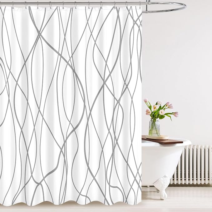 Tititex Morden 140gms Faux Linen Fabric Bath Shower Curtain Set Textured Fabric by Tititex