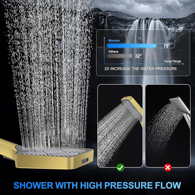 Shower Faucet Set, Brushed Gold - Image 3