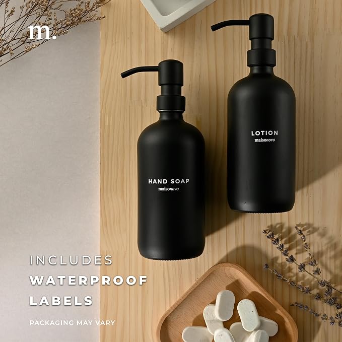 MaisoNovo Soap Dispenser 1-Piece Set | 16.9oz Black Bottles - Image 6
