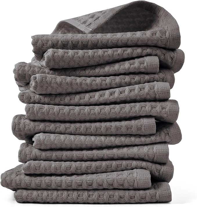 Cleanbear Classic Waffle Washcloths, 100% Cotton Face Towels, Absorbent and by Cleanbear