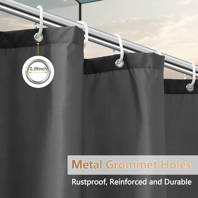 Charcoal Grey Fabric Stall Shower Curtain Liner 36 x 78 inch, Waterproof Cloth - Image 6