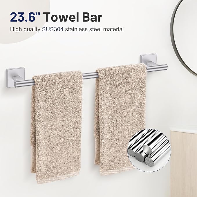 5-Piece Brushed Nickel Bathroom Hardware Set, SUS304 Stainless Steel Bathroom - Image 2