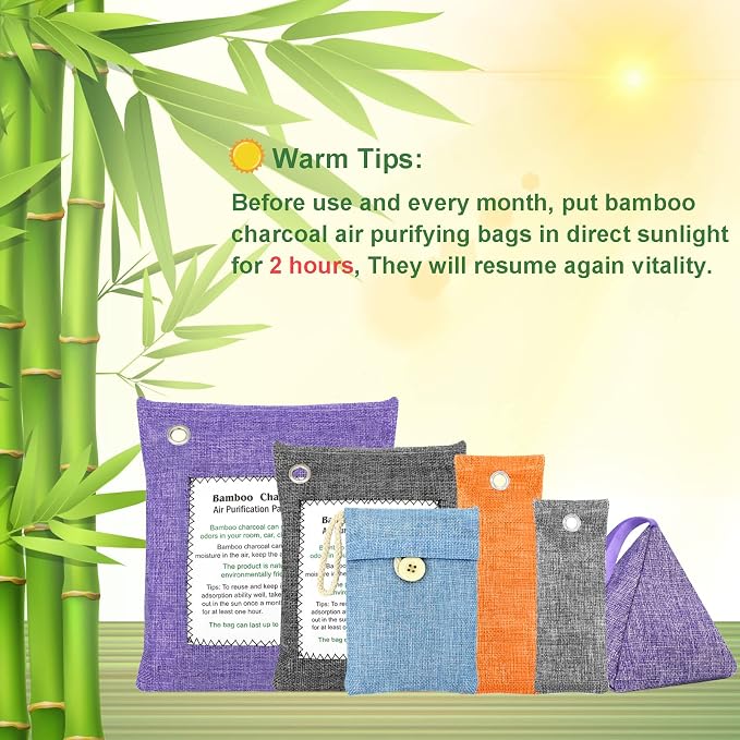 Bamboo Charcoal Bags Odor Absorber 20 Pack×50g Bamboo Charcoal Air Purifying - Image 2