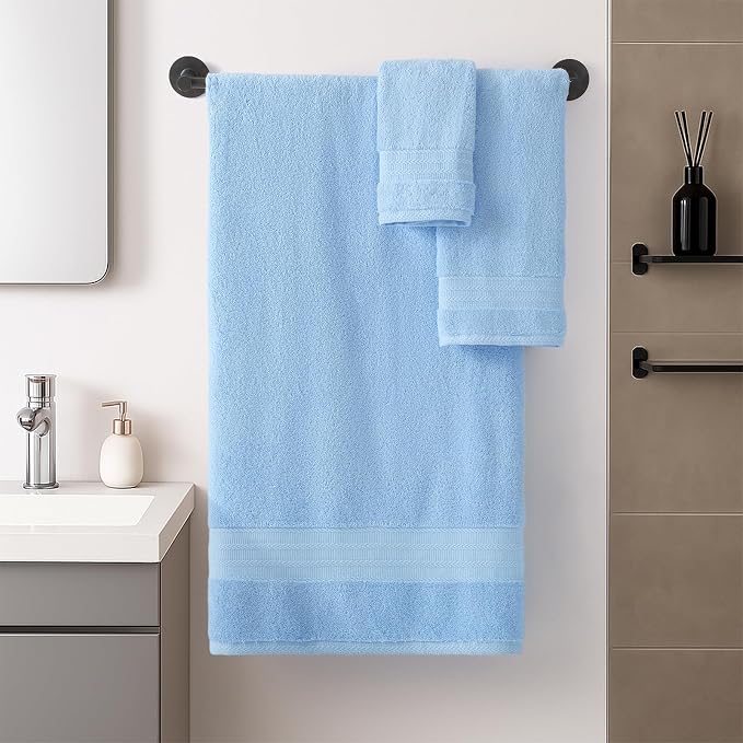 REDKISS Blue Towel Set of 8-100% Cotton Luxury Bath Towels Set - Image 2