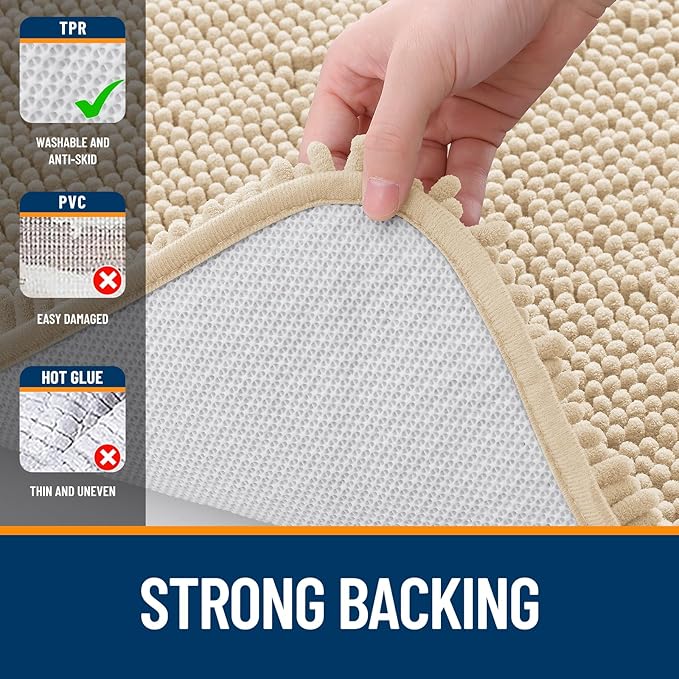OLANLY Bathroom Rugs 59x24, Extra Soft Absorbent Chenille Bath Rugs, Rubber - Image 6