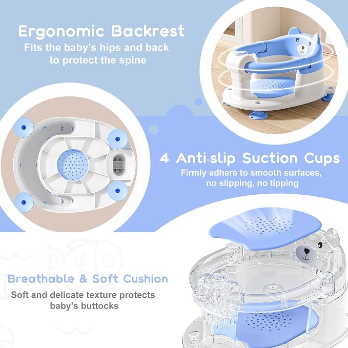 Baby Bath Seat for Babies 6 Months & Up, Toddler Bath Seats for Babies Sitting - Image 3