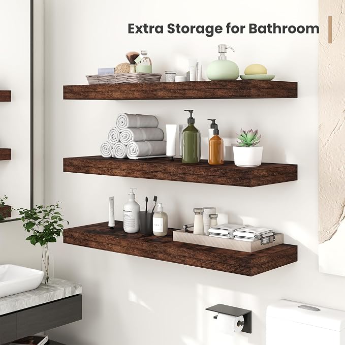 Heimlove 24 x 12 Inch Deep Floating Shelves Wall Mounted - Image 6