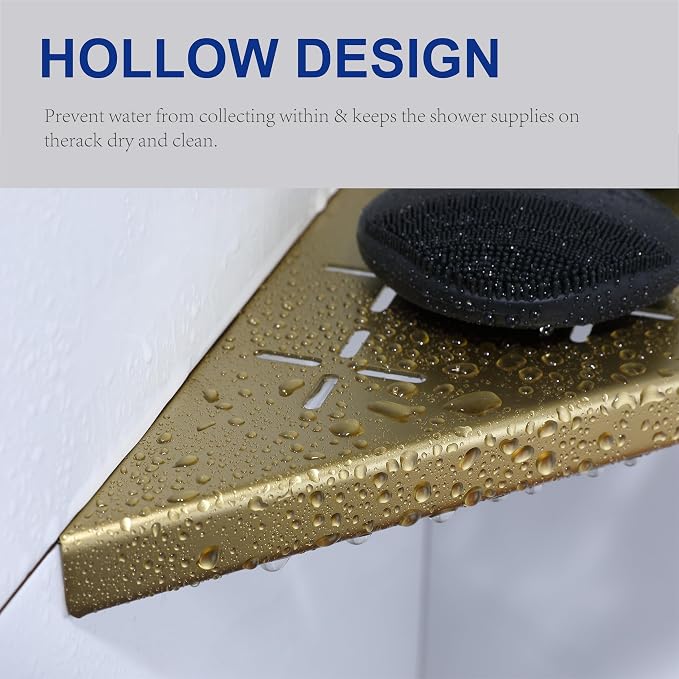 12" Corner Shower Shelf, Recessed Corner Shelf Organizer Rack, No Drilling - Image 5