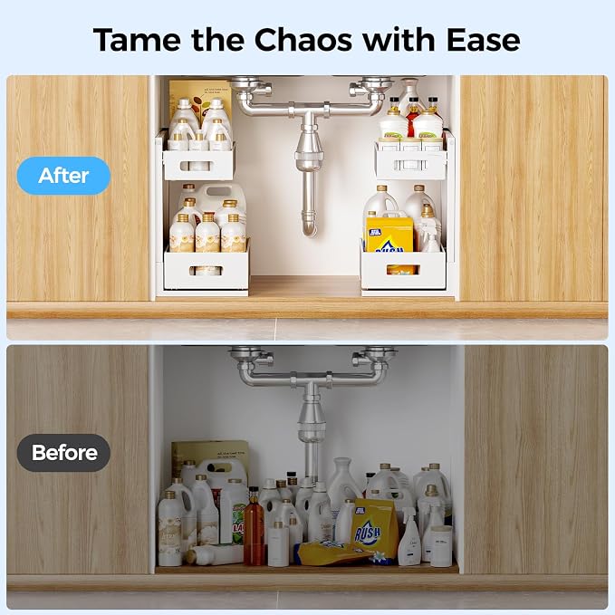 Under Sink Organizer 2 Tier, Adjustable Height Under Sink Organizers and Storage - Image 8