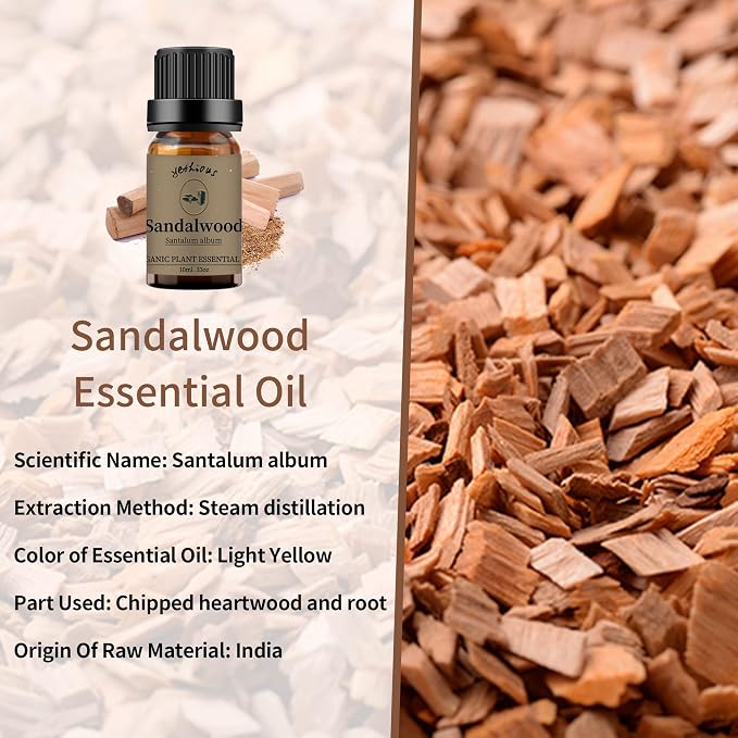 yethious Sandalwood Vetiver Essential Oil Set 100% Pure Organic Undiluted - Image 2