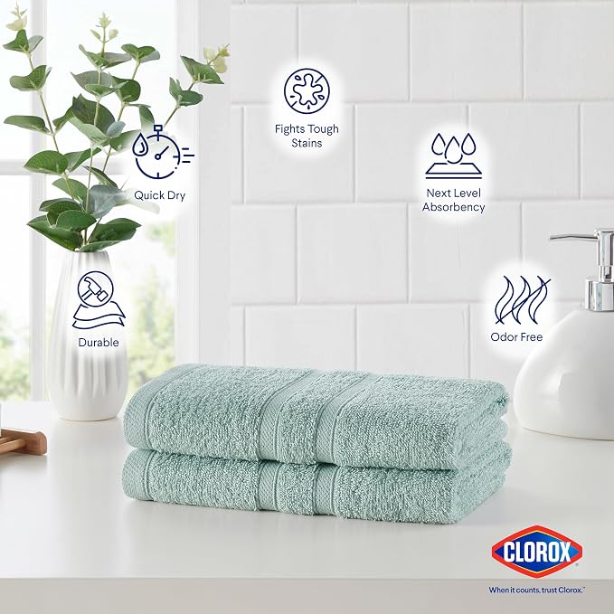 CLOROX Bleach Friendly Towels, Quick Dry, 100% Cotton Hand Towels, Highly - Image 4