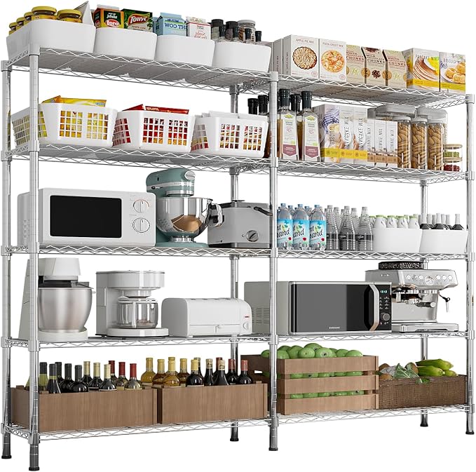 5 Tier Storage Racks Shelving, Heavy Steel Pantry Shelves, Adjustable Wire by Unknown