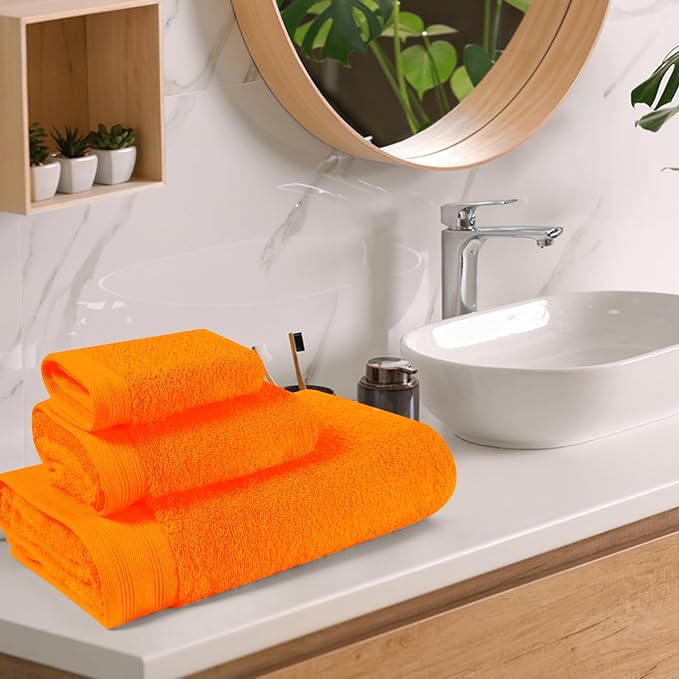 Ultra Soft 3 Pack Cotton Towel Set, Contains a Bath Towels 28x55 inch, a Hand - Image 3