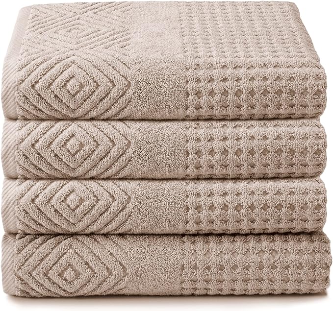 Texere 100% Organic Cotton Diamond Jacquard 700 GSM Luxury Bath Towel Sets by TexereSilk