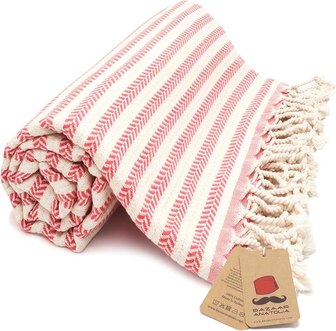 Bazaar Anatolia Turkish Beach Towel – 100% Cotton, Quick Dry, Sand Free Pastel by BazaarAnatolia