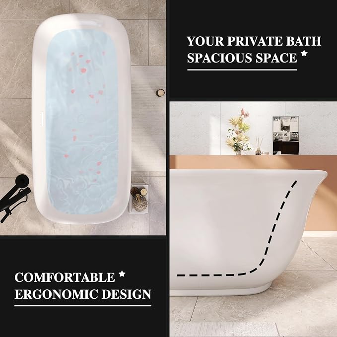 59" Acrylic Freestanding Bathtub, Soaking Tub - Image 7