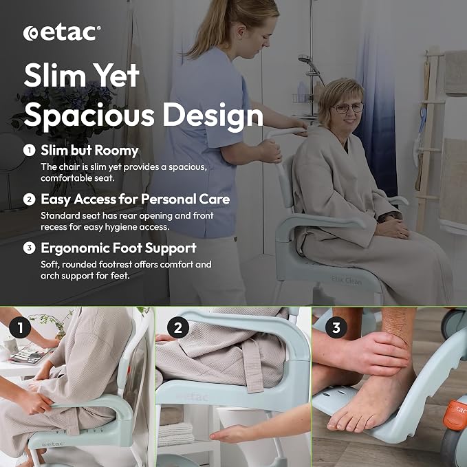 Etac Clean Shower Commode Chair – 19 1/4 Inches Fixed Height, Removable Armrests - Image 5