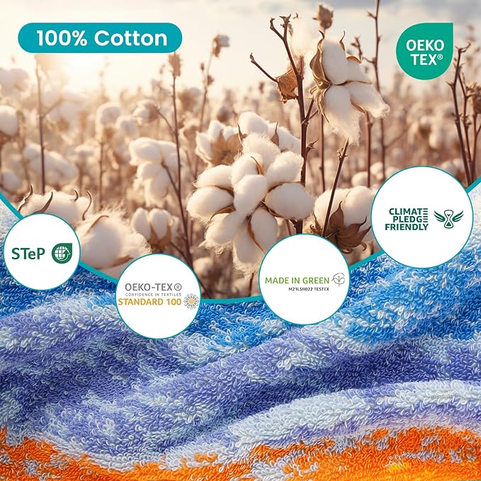 SEMAXE Colorful Bath Towel Set, 100% Cotton Bathroom Towels - Image 4
