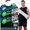 Body Wipes for Men – 100 XL No Rinse Shower Sheets + 8 Travel Bath Wipes by DuraCleanse