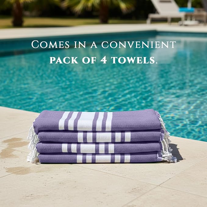 Turkish Cotton Beach Towel Pack of 4 & 1 Boho Tote Bag - Image 5