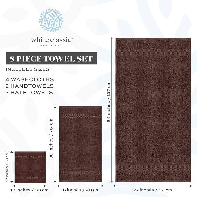 White Classic Luxury Bath Towel Set of 8 Pieces - Image 4