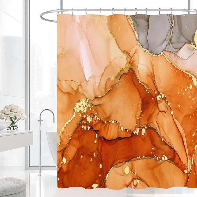 Small Stall Marble Shower Curtain 36 x 72 Inch, Half Narrow Abstract Modern - Image 2