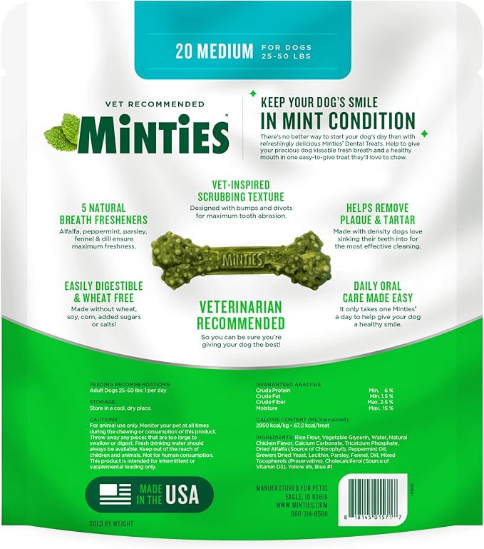 Minties Dental Chews for Dogs, Vet-Recommended Mint-Flavored Treats for Medium - Image 9