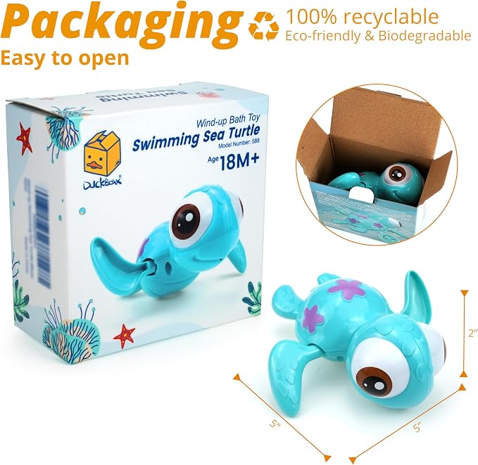 DUCKBOXX XX Wind-up Swimming Sea Turtles Bath Toy, No Battery Mold-Free - Image 5