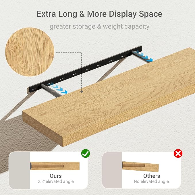 Vivelove 10 inches Deep Floating Shelves 36 inch Long, Single Wall Shelves - Image 4