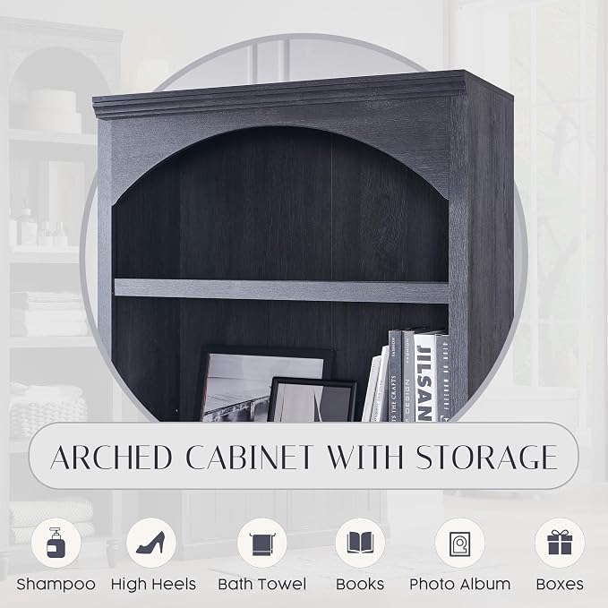76" Tall Arched Bathroom Storage Cabinet, 5 Tiers Large Farmhouse Arched - Image 3