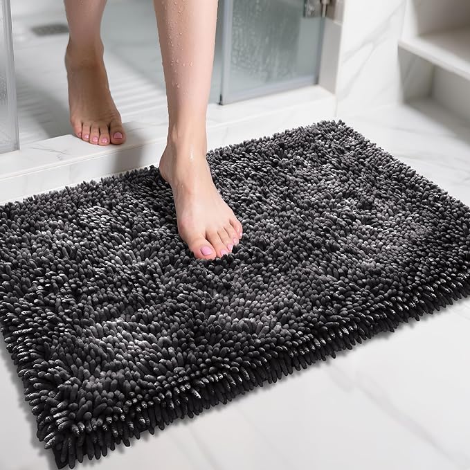 Yimobra Chenille Bathroom Rugs Non Slip, Extra Thick Soft Absorbent Bath Rug by Yimobra