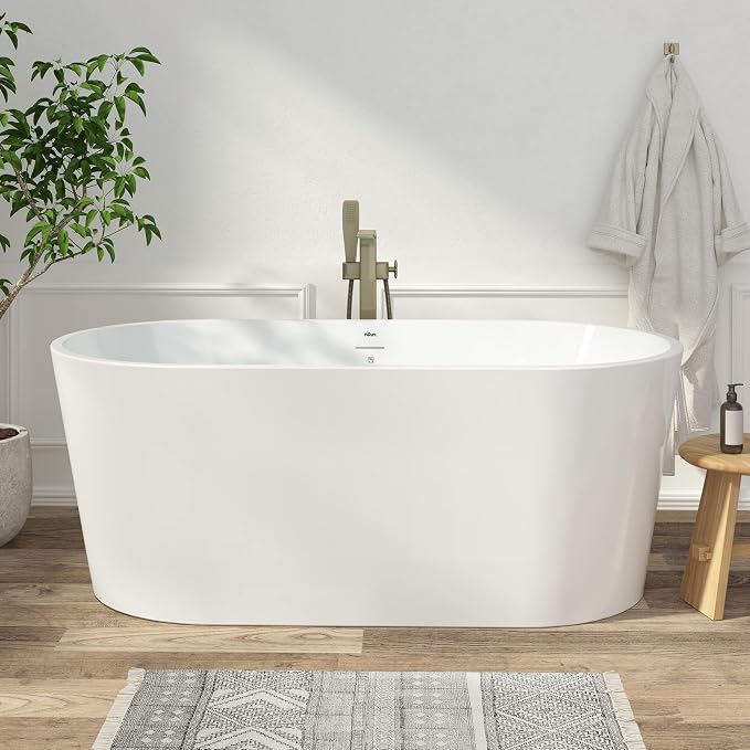 FerdY Shangri-La 59" Acrylic Freestanding Bathtub, Gracefully Shaped Soaking by FerdY